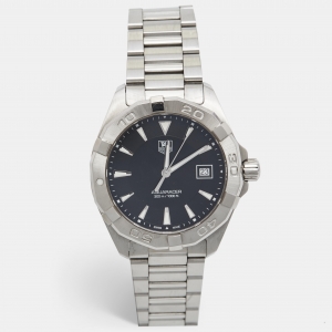 Pre Owned TAG Heuer Black Stainless Steel Aquaracer WAY1110 Men's Wristwatch 41 mm 