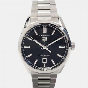Tag Heuer Black Stainless Steel Carrera WBN2110-BA0639 Automatic Men's Wristwatch 39 mm