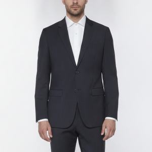 مملوكة مسبقًا Theory Navy Blue Check Wool Single Breasted Blazer L