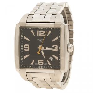 Pre Owned Tissot Black Stainless Steel Quadrato Men's Wristwatch 38 mm