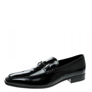 Pre Owned Tod's Black Leather Horsebit Loafers Size 46.5