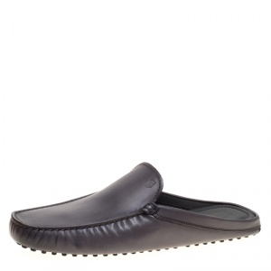 Tod's Grey Leather Sabot Loafer Slides Size 43