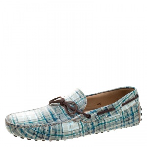 Pre Owned Tod's Abstract Print Leather Bow Loafers Size 45