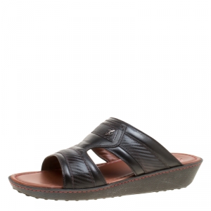 Tod's For Ferrari Limited Edition Black Leather Platform Slide Sandals Size 41.5