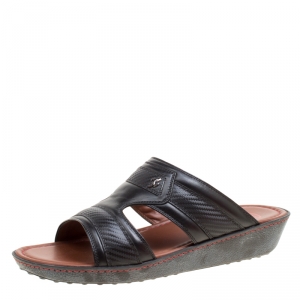 Tod's For Ferrari Limited Edition Black Leather Platform Slide Sandals Size 41.5