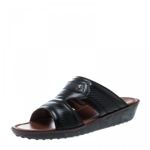 Tod's For Ferrari Limited Edition Black Leather Platform Slide Sandals Size 41