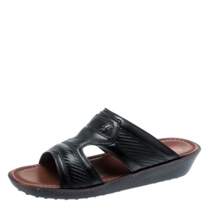 Tod's For Ferrari Limited Edition Black Leather Platform Slide Sandals Size 41.5