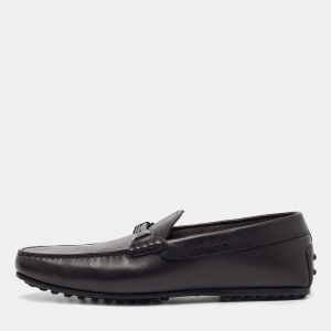 Pre Owned Tod's Black Leather Slip On Loafers Size 43