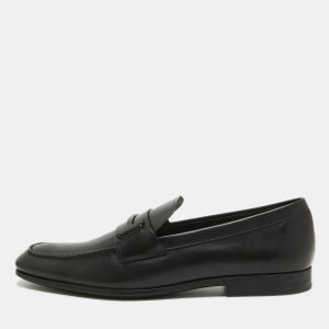 Pre Owned Tod's Black Leather Penny Slip On Loafers Size 45.5