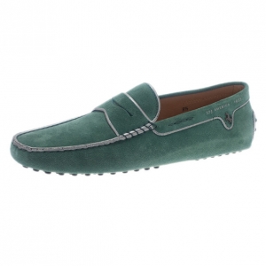 Tod's for Ferrari Limited Edition Green Suede Loafers Size 43.5