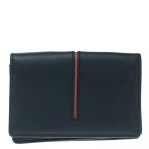 Tod's Navy Blue Leather Striped Card Case