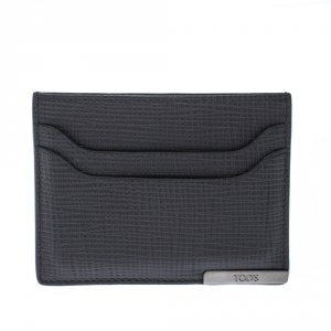 Tod's Dark Grey Textured Leather Cardholder 