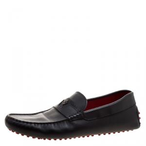 Pre Owned Tod's for Ferrari Black Leather Loafers Size 42.5