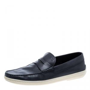 مملوك ة مسبقًا Tod's Blue Leather Penny Loafers Size 43