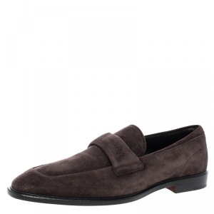 Pre Owned Tod's Brown Suede Top Stitch Detail Loafers Size 42