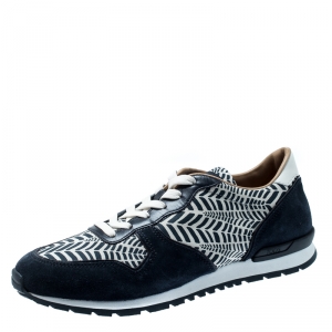 Tod's Two Tone Printed Leather and Suede Sneakers Size 43