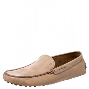 Pre Owned حذاء لوفرز تودز غومينو جلد بيج مقاس 24.5