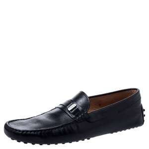 Pre Owned Tod's Black Leather Gommino Loafers Size 43