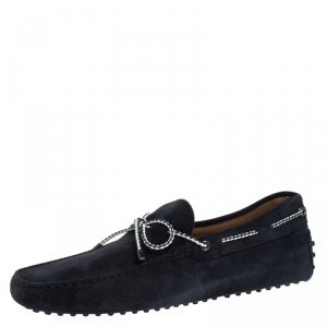 Pre Owned Tod's Dark Blue Suede New Gommini Loafer Size 42.5