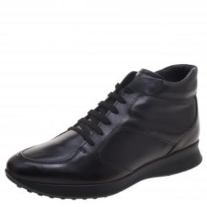 Tod's Black Leather High Top Lace Up Sneakers Size 43
