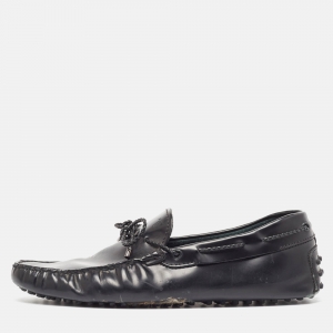 Tods Black Leather Gommino Loafers Size 42