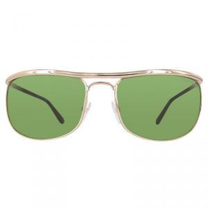 Pre Owned Tom Ford Shiny Rose Gold/Green FT0418 Square Sunglasses