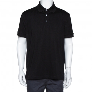 Tom Ford Black Cotton Pique Short Sleeve Polo T-Shirt 3XL