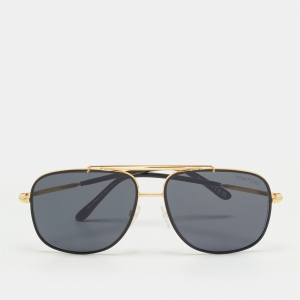 Pre Owned Tom Ford Black/Gold Tone TF693 Benton Aviator Sunglasses