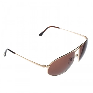 Pre Owned Tom Ford Gold/Brown TF189 Nicholai Aviator Sunglasses