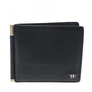 Tom Ford Black Leather Money Clip Wallet 