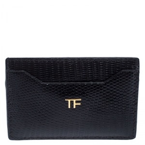 Tom Ford Black Lizard Leather Card Holder