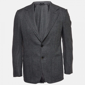 Tom Ford Grey Herringbone Wool Single Breasted Blazer S