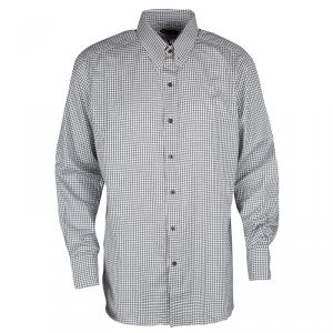 Tom Ford Monochrome Checked Metal Bar Detail Long Sleeve Button Front Shirt 4XL