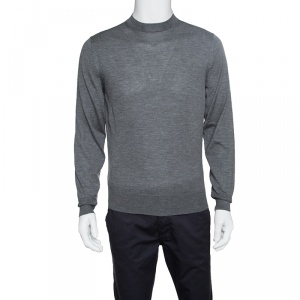 Tom Ford Grey Cashmere and Silk Crew Neck Sweater M