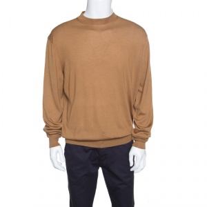 Tom Ford Camel Brown Cashmere and Silk Knit Crew Neck Sweater 4XL