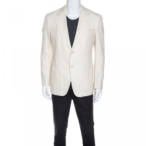 Tom Ford Cream Textured Silk Blend Sport Coat L