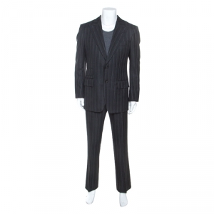 Tom Ford Charcoal Grey Chalkstriped Wool Suit L