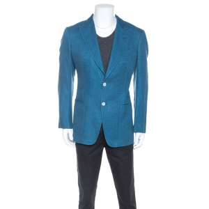 Tom Ford Blue Silk Linen Blend Blazer L