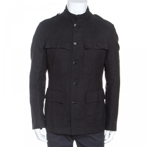 Pre Owned Tom Ford Black Cotton Button Front Military Jacket XXL