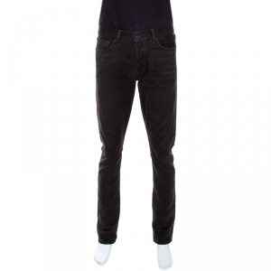 Tom Ford Dark Grey Corduroy Finish Cotton Slim Fit Trousers L
