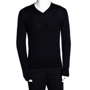 Tom Ford Navy Blue Cashmere Silk V Neck Sweater M