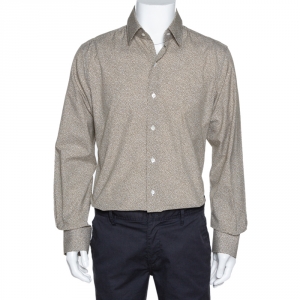 Tom Ford Brown Animal Print Cotton Button Front Shirt XL