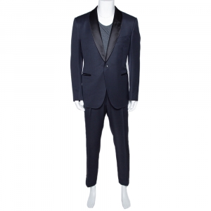 Tom Ford Navy Blue Mohair Wool Blend Tuxedo Suit XXL