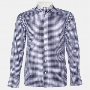 Pre Owned Tom Ford Blue Checked Cotton Shirt M