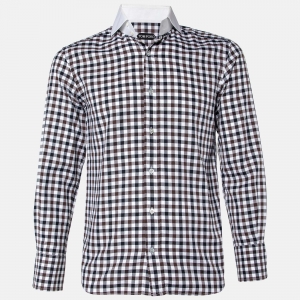 Pre Owned Tom Ford Brown Checked Cotton Shirt M