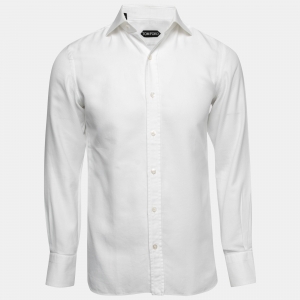 Pre Owned Tom Ford White Cotton Cutaway Collar Shirt M