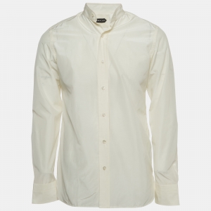 Tom Ford Cream Cotton & Silk Long Sleeve Shirt M