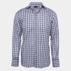 Pre Owned Tom Ford Blue Checked Cotton Long Sleeve Shirt M