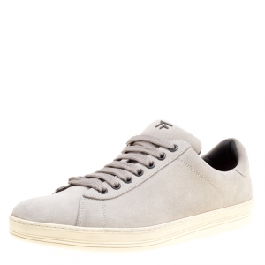 Tom Ford Grey Suede Russell Low Top Sneakers Size 41