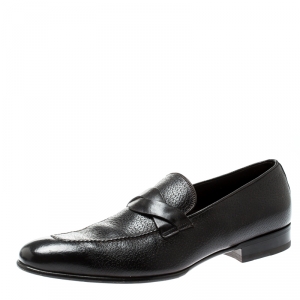 Tom Ford Brown Leather Adney Braided Band Loafers Size 43